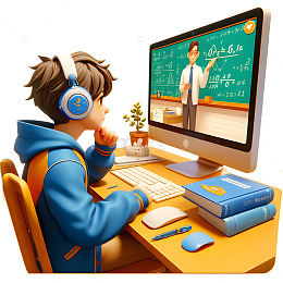 线上教育3D卡通人物素材
