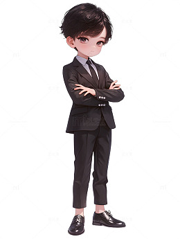 西服正装白领卡通动漫小男孩