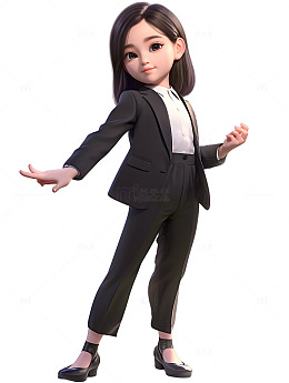 西服正装白领卡通动漫小女孩