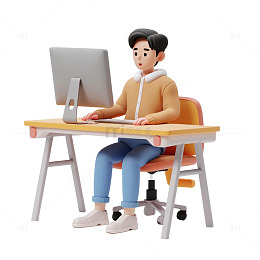 卡通3D办公男孩