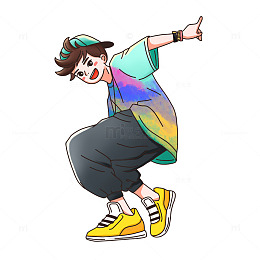 跳街舞的男孩插画