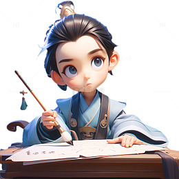 卡通立体学习古风人物