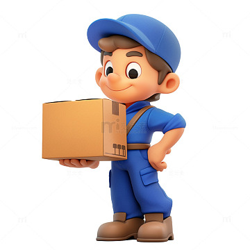 一个拿着纸箱的快递人物png签收快递png矢量同城速递卡通手捧货物png