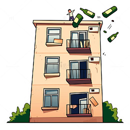 请勿高空抛物危险