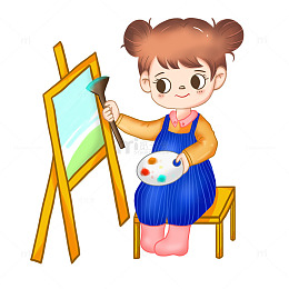 暑期培训班绘画画板招生海报可爱女孩学生