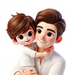 抱着宝宝的年轻父亲3d卡通人物