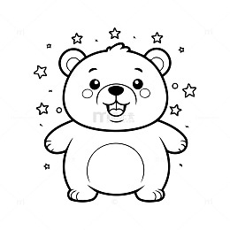 黑白熊插图涂鸦艺术