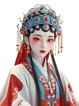 中国风 3D 京剧 红色 中国美人