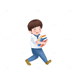 开学季上学学生抱着书手绘人物