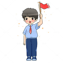 建党节人物元素学生少先队员举红旗