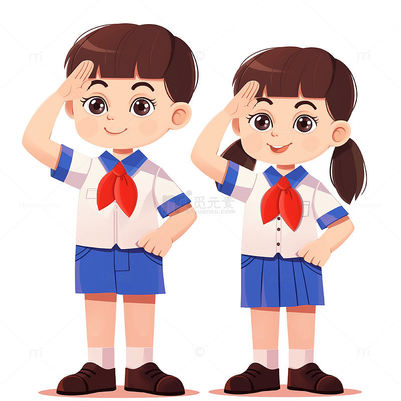 少先队员卡通人物插画素材