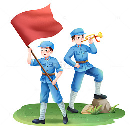 建党节军人卡通元素