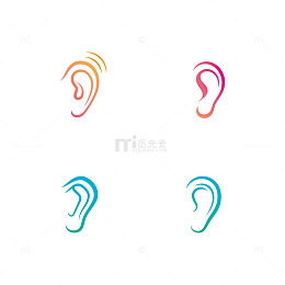 彩色耳朵图标手绘