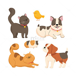 可爱的猫猫狗狗动物手绘