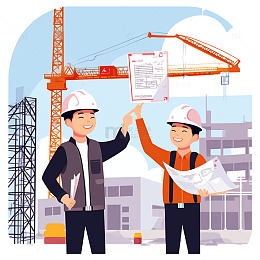 卡通建筑工地安全生产