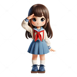 少年先锋队卡通3D人物素材