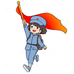 建党节红旗女军人元素