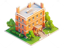 3D等距学校教学楼