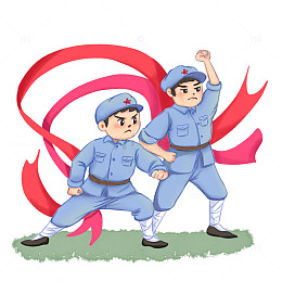 原创手绘军人免扣红军建党节元素