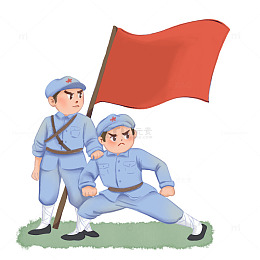 原创手绘军人免扣红军建党节七一元素