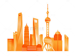 金光闪耀的城市标志性建筑
