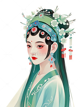古代京剧 中国风 中国美人 绿色