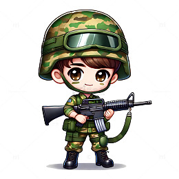 建军节建党节国庆军人卡通人物素材