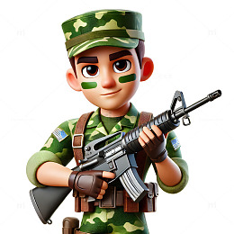 建党节建军节国庆中国军人手握长枪半身