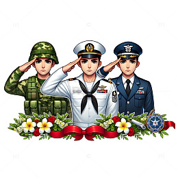 建党节建军节国庆解放军三军军人卡通人物素材