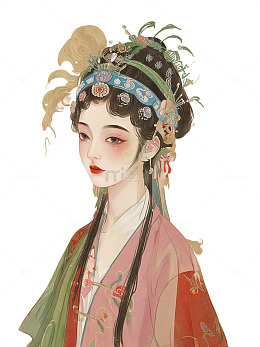 古代  中国风 京剧 中国美女 水墨