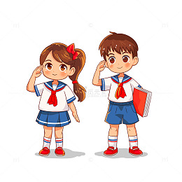 学生少先队员人物元素