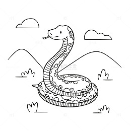 简笔画山间盘着的一条蛇