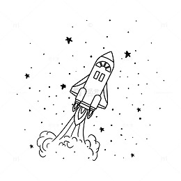 简笔画发射的火箭
