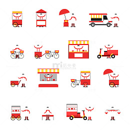 快餐美食多样式的小餐车