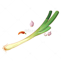 卡通香葱大葱大蒜蒜瓣红辣椒食材