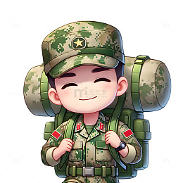 建军节建党节卡通军人半身像素材