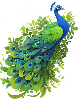 孔雀动物卡通