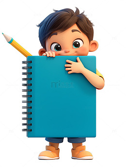 开学季写作业作业本卡通的小孩