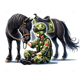 黑马与军人骑兵卡通军人素材