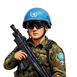 建军节建党节卡通风格维和部队军人素材