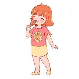 夏至小暑大暑处暑暑假人物吃雪糕
