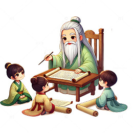 古代学者老子讲学场景素材