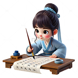 暑假兴趣班练习写字书法古代女孩人物素材