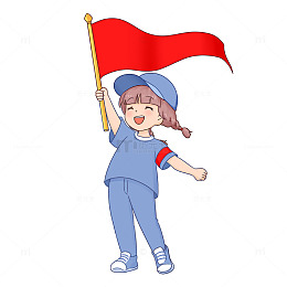 建党节人物元素学生少先队员红旗