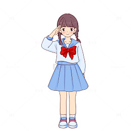 建党节人物元素学生少先队员校服向敬礼