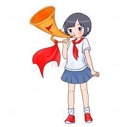 建党节人物元素学生少先队员喇叭红旗
