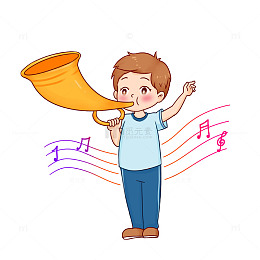 建党节人物元素少先队员吹喇叭