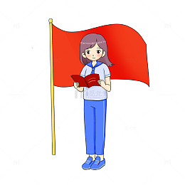建党节人物元素学生少先队员红旗演讲
