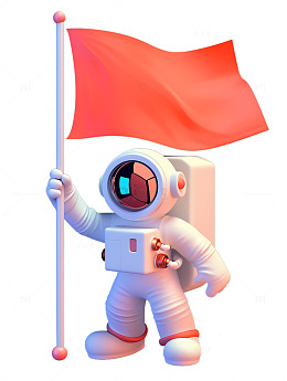 举着红旗的宇航员卡通