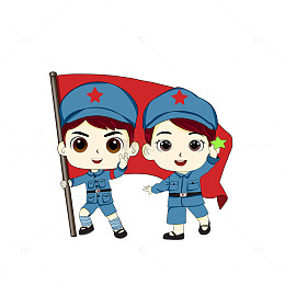 手绘儿童军人元素插画